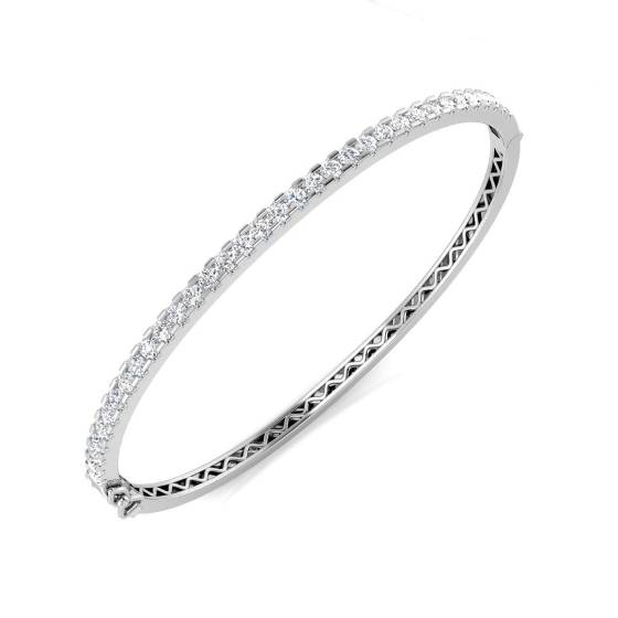1.53ct SI2/G Round cut Natural Diamond Fancy Bangle in 18k White Gold