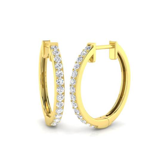 0.27ct SI2/G Round cut Natural Diamond Hoop Earrings in 9k Yellow Gold