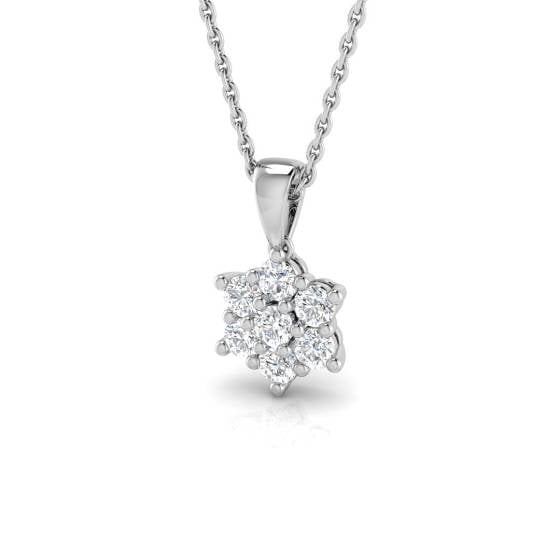 0.29ct I1/G Round cut Natural Diamonds Cluster Pendant in 9k White Gold