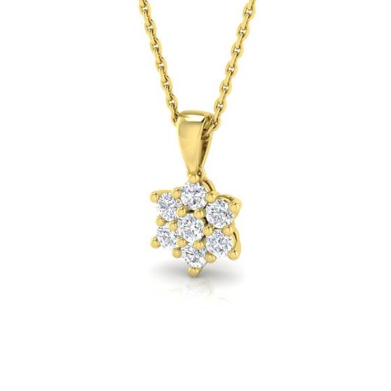 0.29ct I1/G Round cut Natural Diamonds Natural Diamond Cluster Pendant in 9k Yellow Gold