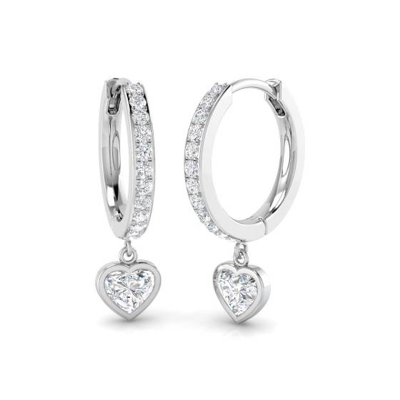 0.82ct SI2/G Heart cut Natural Diamond Heart Shaped Earrings in 18k White Gold