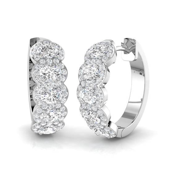 1.04ct SI2/G Round cut Natural Diamond Hoop Earrings in 18k White Gold