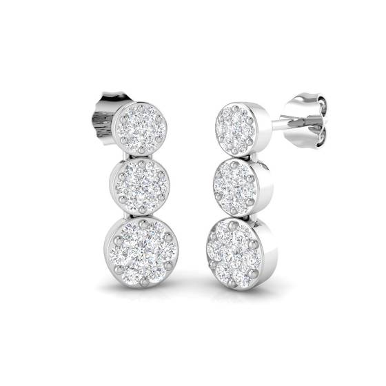 0.75ct I1/G Round cut Natural Diamond Drop Earrings in 9k White Gold