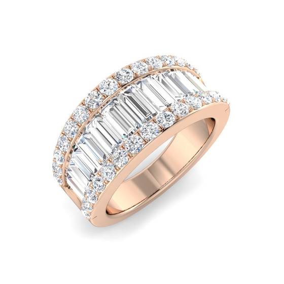 1.87ct SI1/G Baguette cut Natural Diamond Designer Ring in 18k Rose Gold