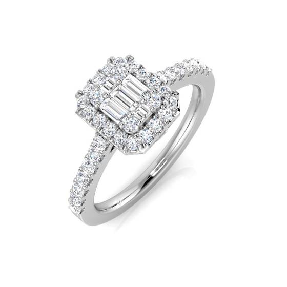 0.50ct SI2/G Round cut Natural Diamond Designer Ring in 18k White Gold