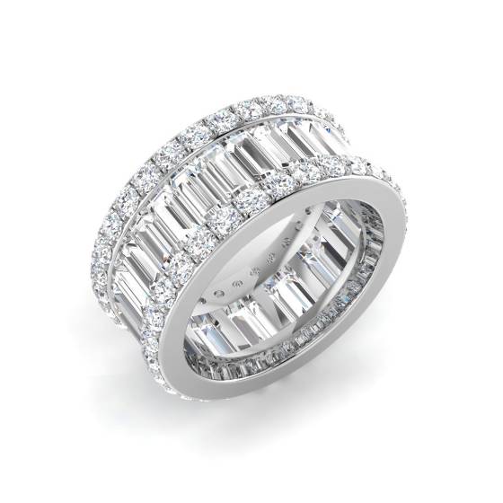 4.61ct SI1/G Baguette cut Natural Diamond Full Eternity Ring in 18k White Gold