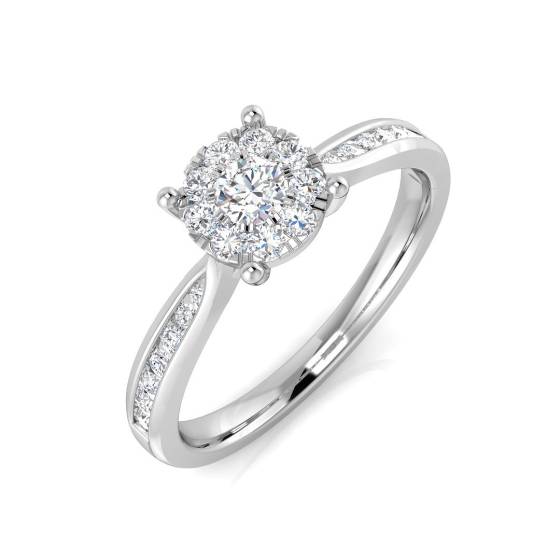 0.37ct I1/G Round cut Cluster Natural Diamond Ring in 9k White Gold