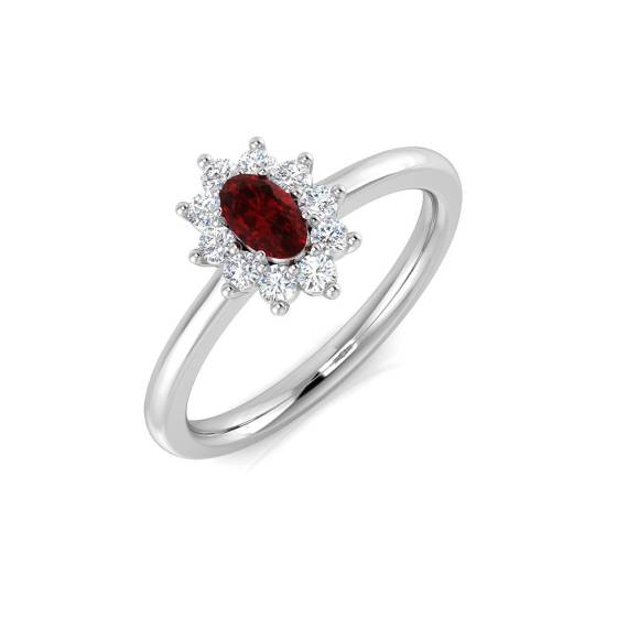 0.53ct SI2/G Oval cut Ruby Gemstone Ring in Platinum