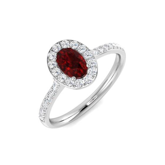 0.83ct SI2/G Oval cut Ruby Gemstone Ring in Platinum