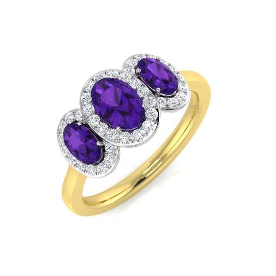1.08ct SI2/G Oval cut Amethyst Gemstone Ring in 9k Yellow Gold