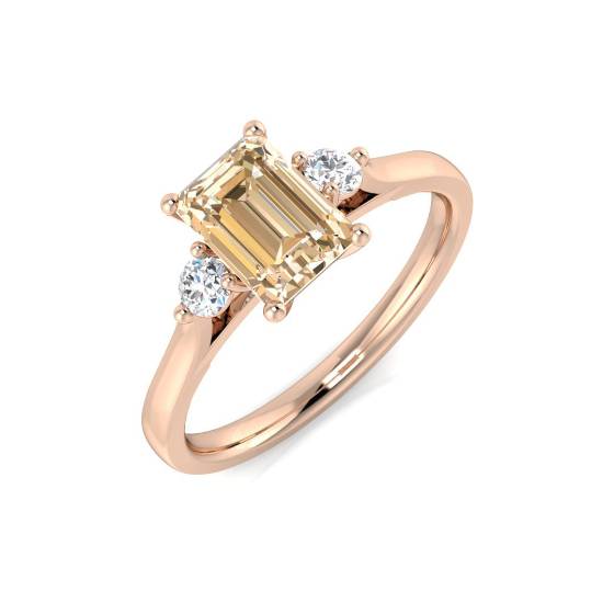 1.06ct I1/G Emerald cut Morganite Gemstone Ring in 9k Rose Gold