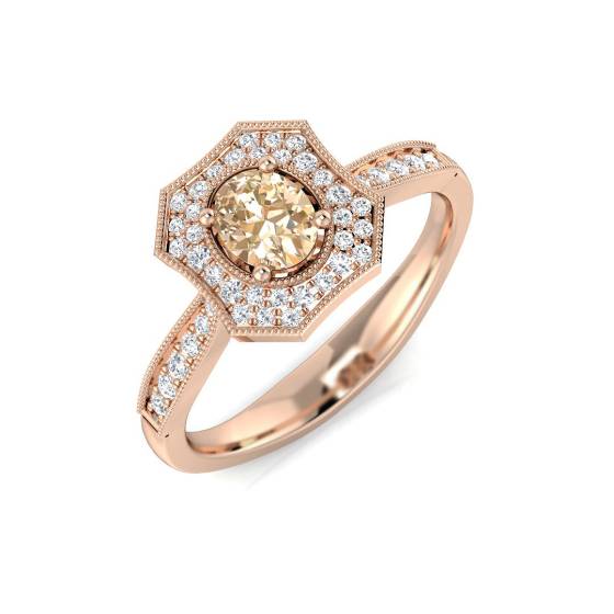 0.46ct I1/G Oval cut Morganite Gemstone Ring in 9k Rose Gold