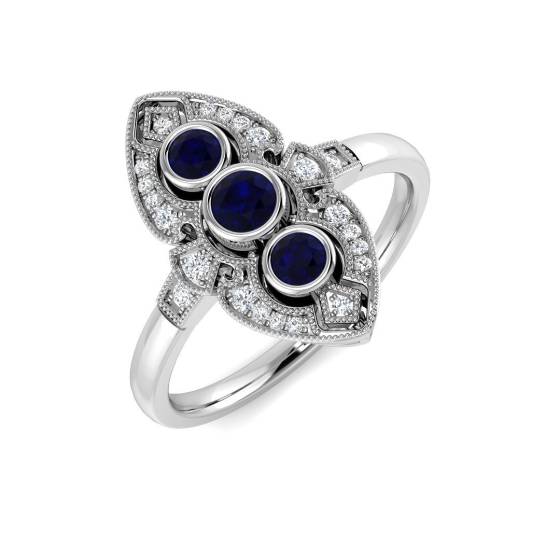 0.41ct SI2/G Round cut Blue Sapphire Gemstone Ring in Platinum