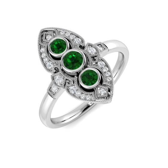 0.40ct SI2/G Round cut Emerald Gemstone Ring in Platinum