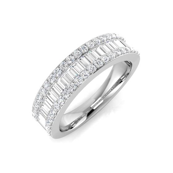 0.84ct I1/G Baguette cut Natural Diamond Designer Ring in 9k White Gold