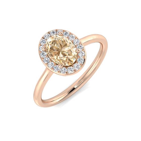 0.85ct SI2/G Oval cut Morganite Gemstone Ring in 9k Rose Gold