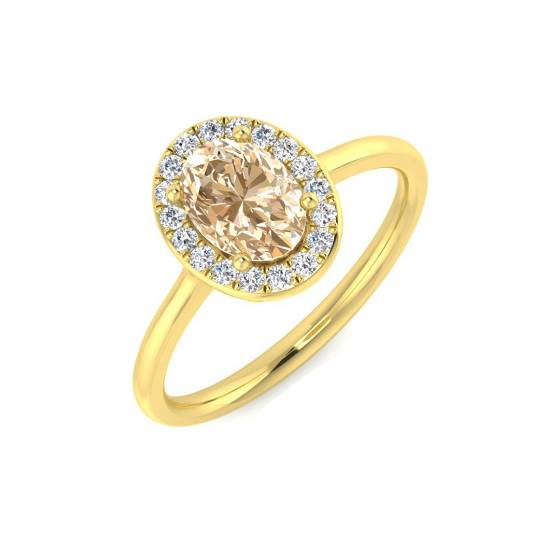 0.85ct SI2/G Oval cut Morganite Gemstone Ring in 18k Yellow Gold