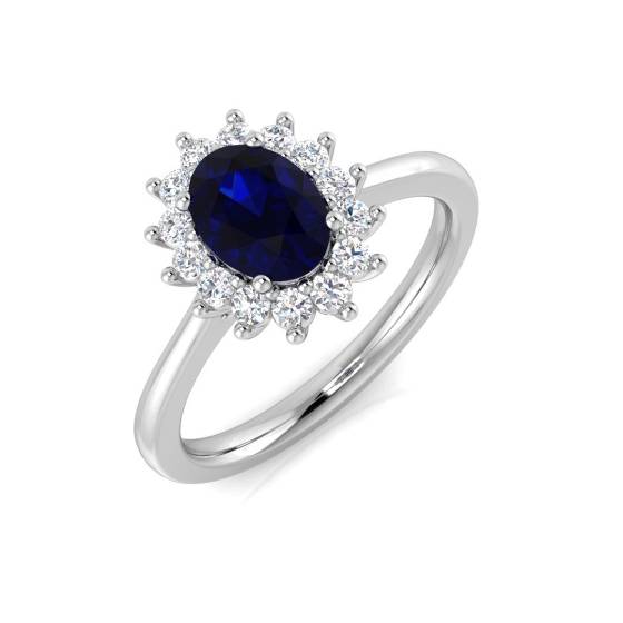 1.15ct SI2/G Oval cut Blue Sapphire Ring in Platinum