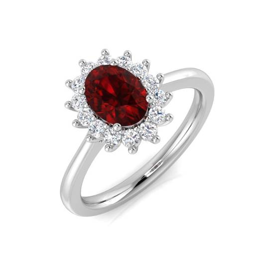 1.40ct SI2/G Oval cut Ruby Gemstone Ring in Platinum