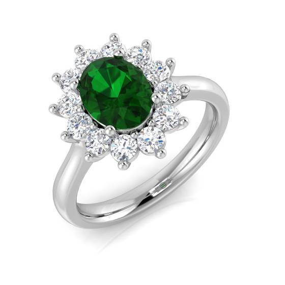 2.13ct SI1/G Oval cut Green Emerald Gemstone Ring in Platinum