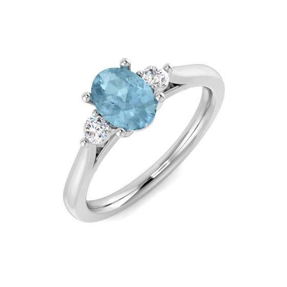 1.19ct SI2/G Oval cut Aquamarine Gemstone Ring in 9k White Gold