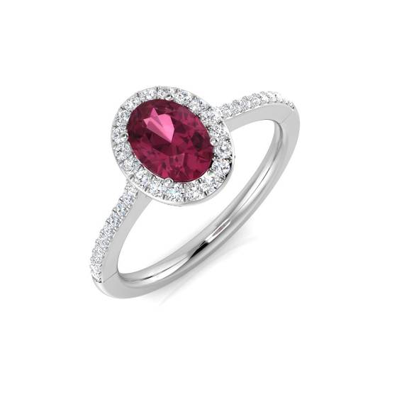 1.01ct SI2/G Oval cut Tourmaline Gemstone Ring in Platinum