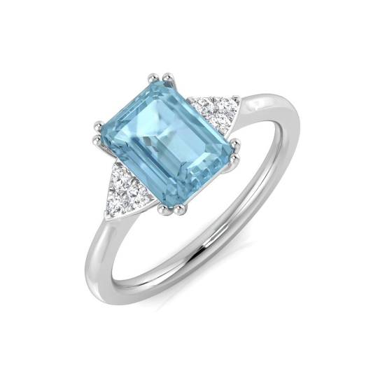 1.59ct SI2/G Emerald cut Aquamarine Gemstone Ring in Platinum