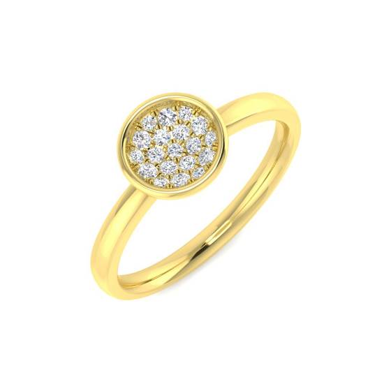 0.14ct SI2/G Round cut Cluster Natural Diamond Ring in 18k Yellow Gold