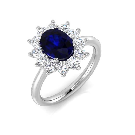 1.88ct SI2/G Oval cut Blue Sapphire Ring in Platinum