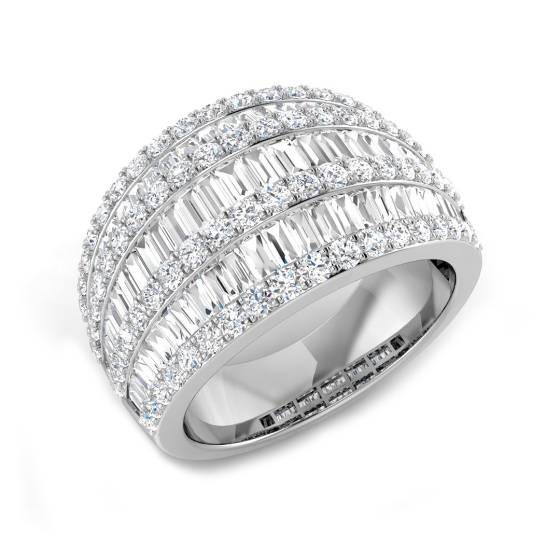 2.22ct SI2/G Baguette cut Natural Diamond Designer Ring in 18k White Gold