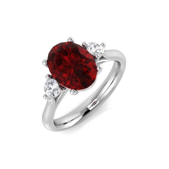 4.36ct SI2/G Oval cut Ruby Gemstone Ring in Platinum