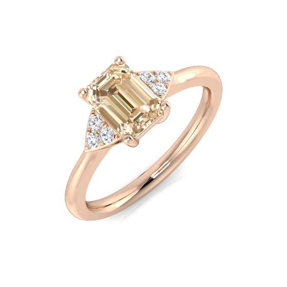 0.99ct I1/G Emerald cut Morganite Gemstone Ring in 9k Rose Gold