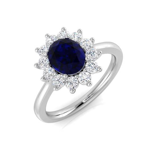 1.72ct SI2/G Oval cut Blue Sapphire Ring in Platinum