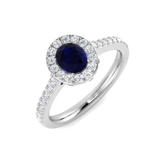 0.89ct SI2/G Oval cut Blue Sapphire Gemstone Ring in Platinum