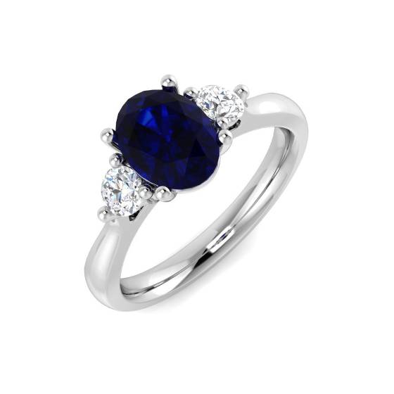 1.54ct SI2/G Oval cut Blue Sapphire Gemstone Ring in Platinum