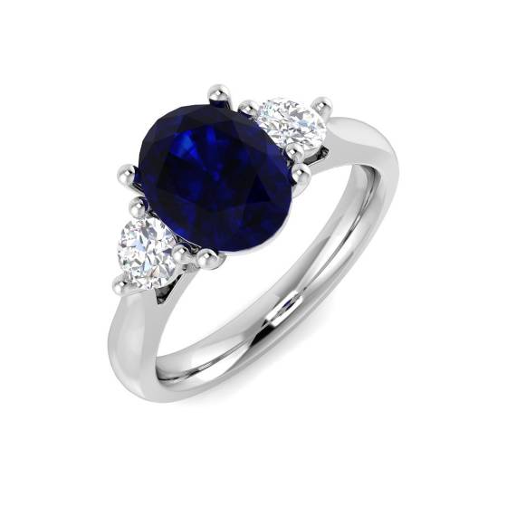 2.68ct SI2/G Oval cut Blue Sapphire Gemstone Ring in Platinum