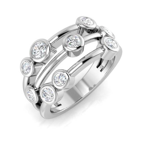 0.69ct I1/G Round cut Natural Diamond Designer Ring in 9k White Gold