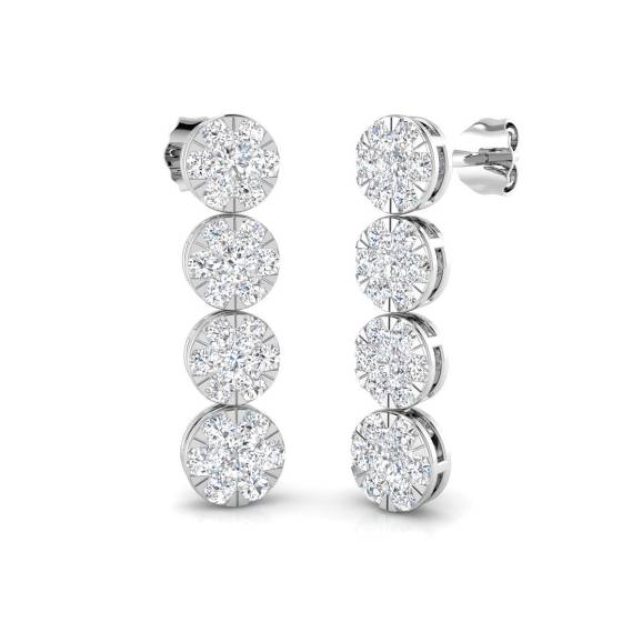 1.64ct SI2/G Round cut Natural Diamond Designer Earrings in 18k White Gold