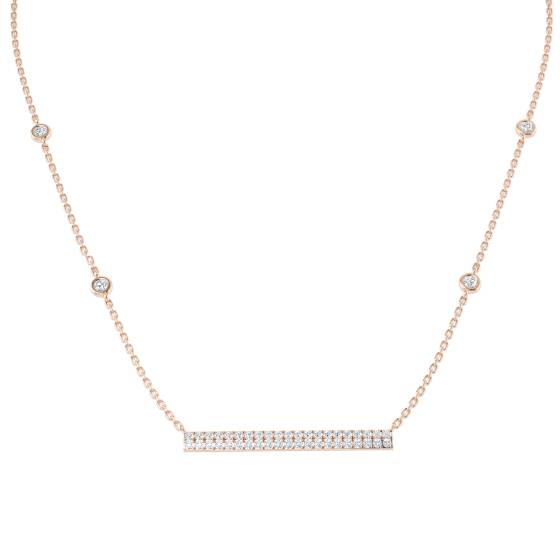 0.66ct SI2/G Round cut Natural Diamond Spectacle Necklace in 18k Rose Gold