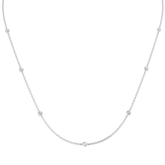 0.32ct SI2/G Round cut Natural Diamond Spectacle Necklace in 18k White Gold