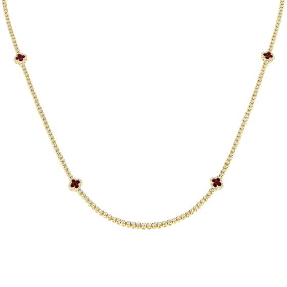 4.34ct SI2/G Round cut Diamond Clover Necklace in 18k Yellow Gold