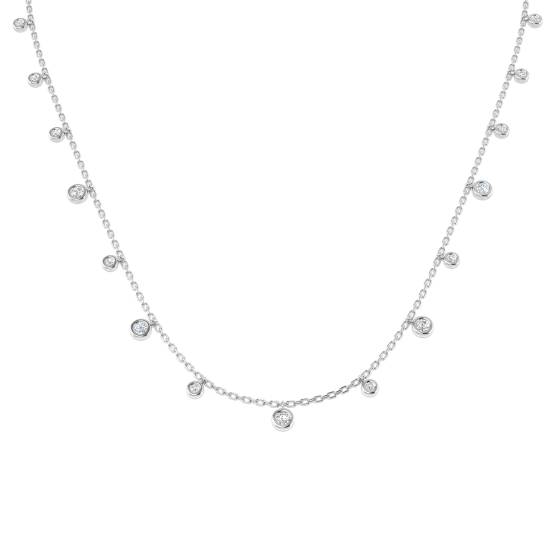 0.46ct SI2/G Round cut Natural Diamond Spectacle Necklace in 18k White Gold