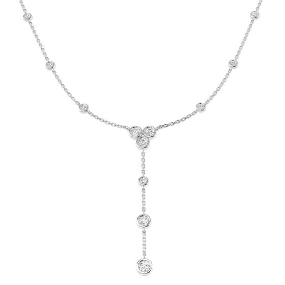 1.29ct SI2/G Round cut Natural Diamond Spectacle Necklace in 18k White Gold