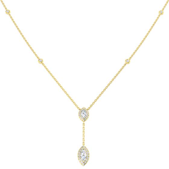 0.86ct SI2/G Marquise cut Natural Diamond Drop Necklace in 18k Yellow Gold