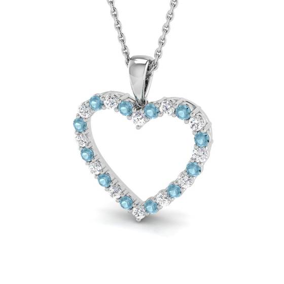 0.50ct SI2/G Round cut Aquamarine Gemstone Pendant in 18k White Gold