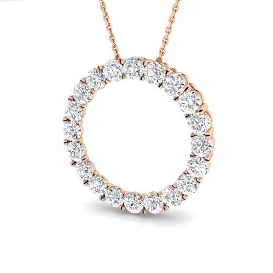 1.95ct VS/F Round cut Lab Grown Diamonds Circle of Life Pendant in 18k Rose Gold