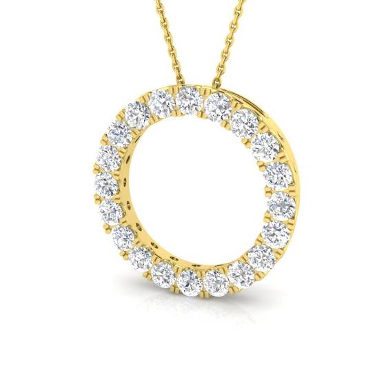 2.01ct VS/F Round cut Lab Grown Diamonds Circle of Life Pendant in 9k Yellow Gold