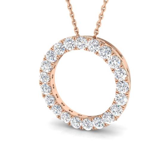 0.96ct VS/F Round cut Lab Grown Diamonds Circle of Life Pendant in 9k Rose Gold