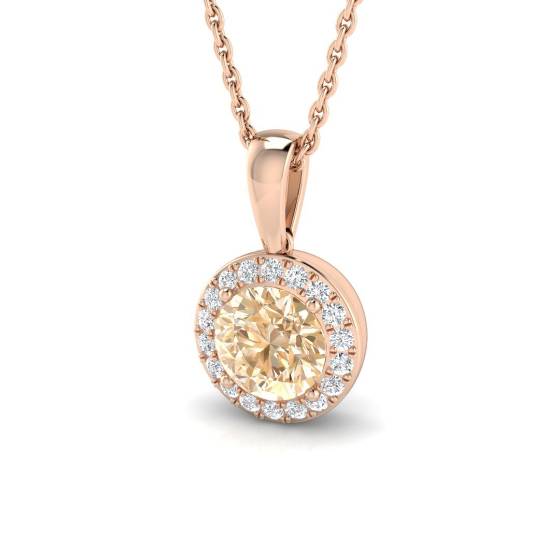 0.89ct SI2/G Round cut Morganite Gemstone Pendant in 9k Rose Gold