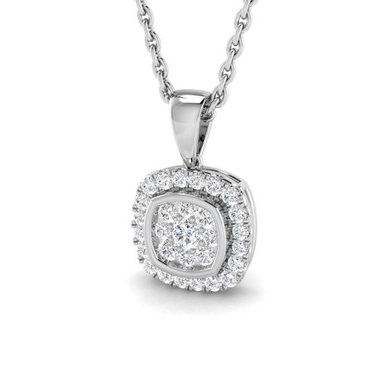 0.17ct SI2/G Round cut Natural Diamonds Cluster Pendant in 18k White Gold